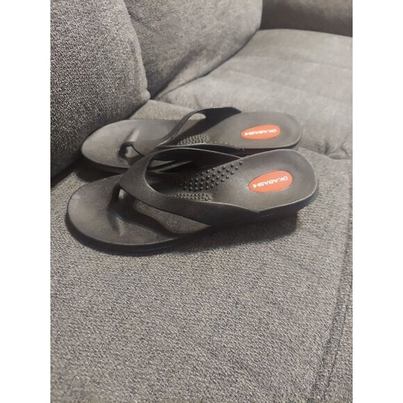 Okabashi Marina Thong Flip Flops Womens Size M Rubber Black Summer U.S.A Made - Picture 2 of 6
